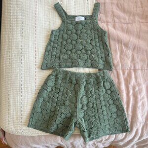 BUNDLE ZARA CROCHET KNIT SHORTS & TOP -- kid's 13/14